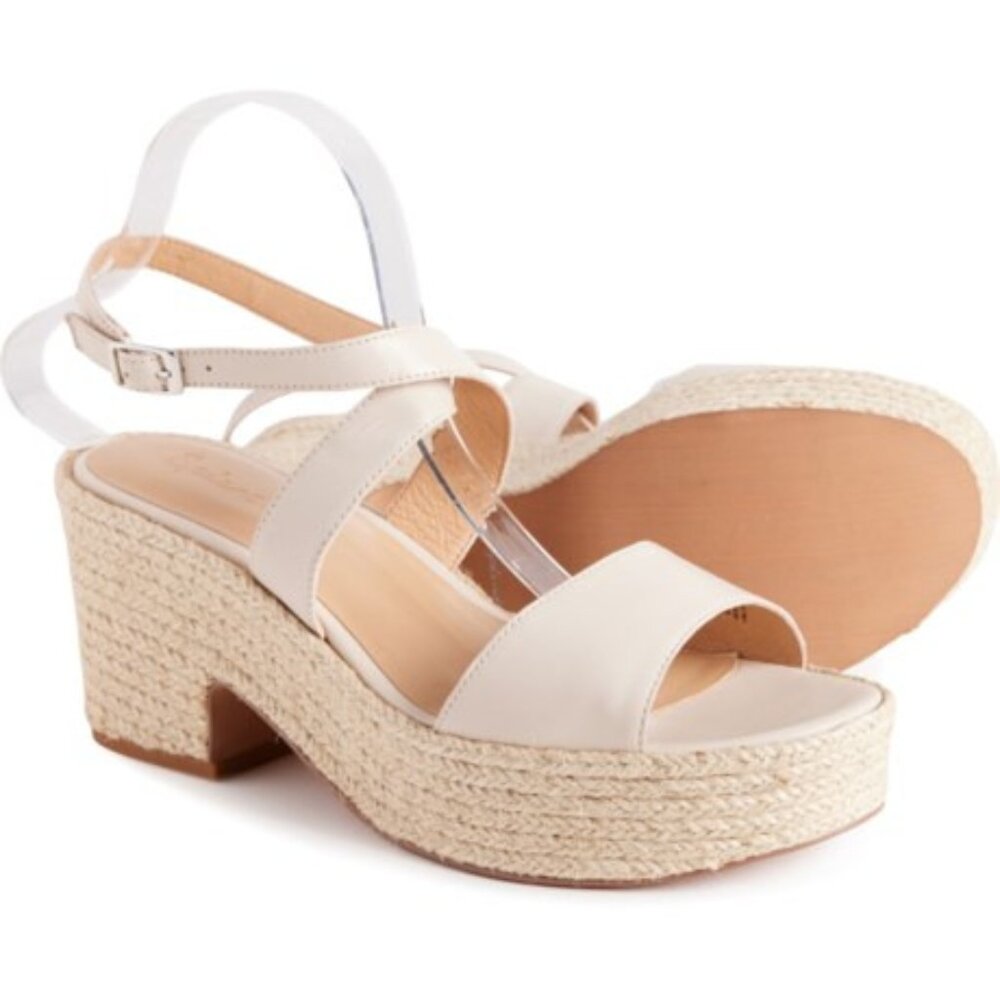 Splendid Women's Bowie Leather Platform Wedge Sandals in Barely Beige